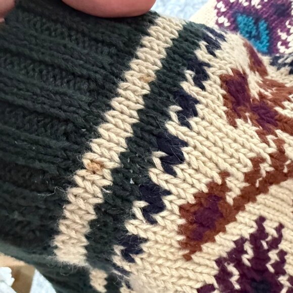 Vintage Paul Harris Aztec Print Cardigan Sweater Men's Green 90s Grandpa L - Picture 8 of 12